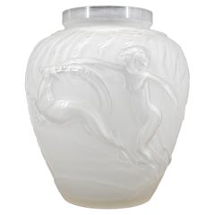 Etling Rare Art Deco Frosted Glass Vase, 1920