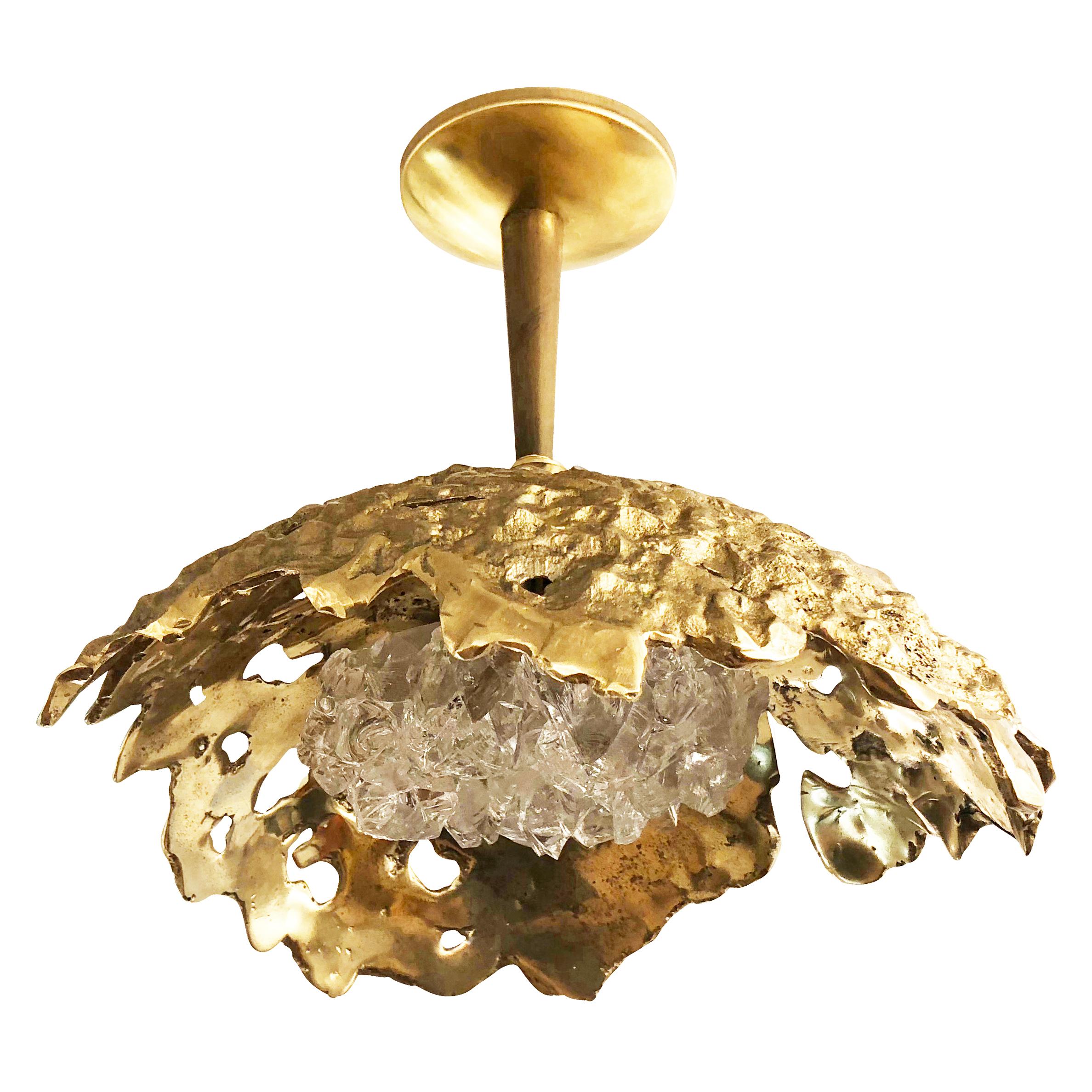Etna N. 15 Ceiling Light by Gaspare Asaro-Polished Brass Finish For Sale