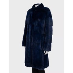Etna Furs Women's Blue Fitted Mink Fur Coat Size M with Hook Closures