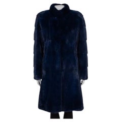 Etna Furs Women's Blue Fitted Mink Fur Coat Size M with Hook Closures
