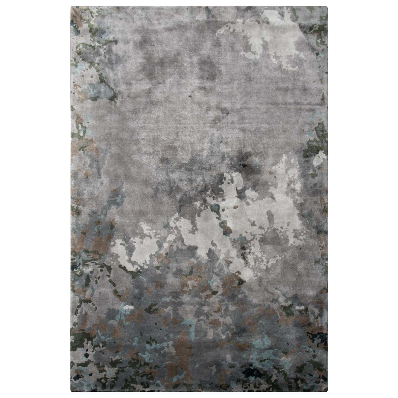 Etna Hand-tufted Tencel Rug in Light Blue and Green For Sale at 1stDibs