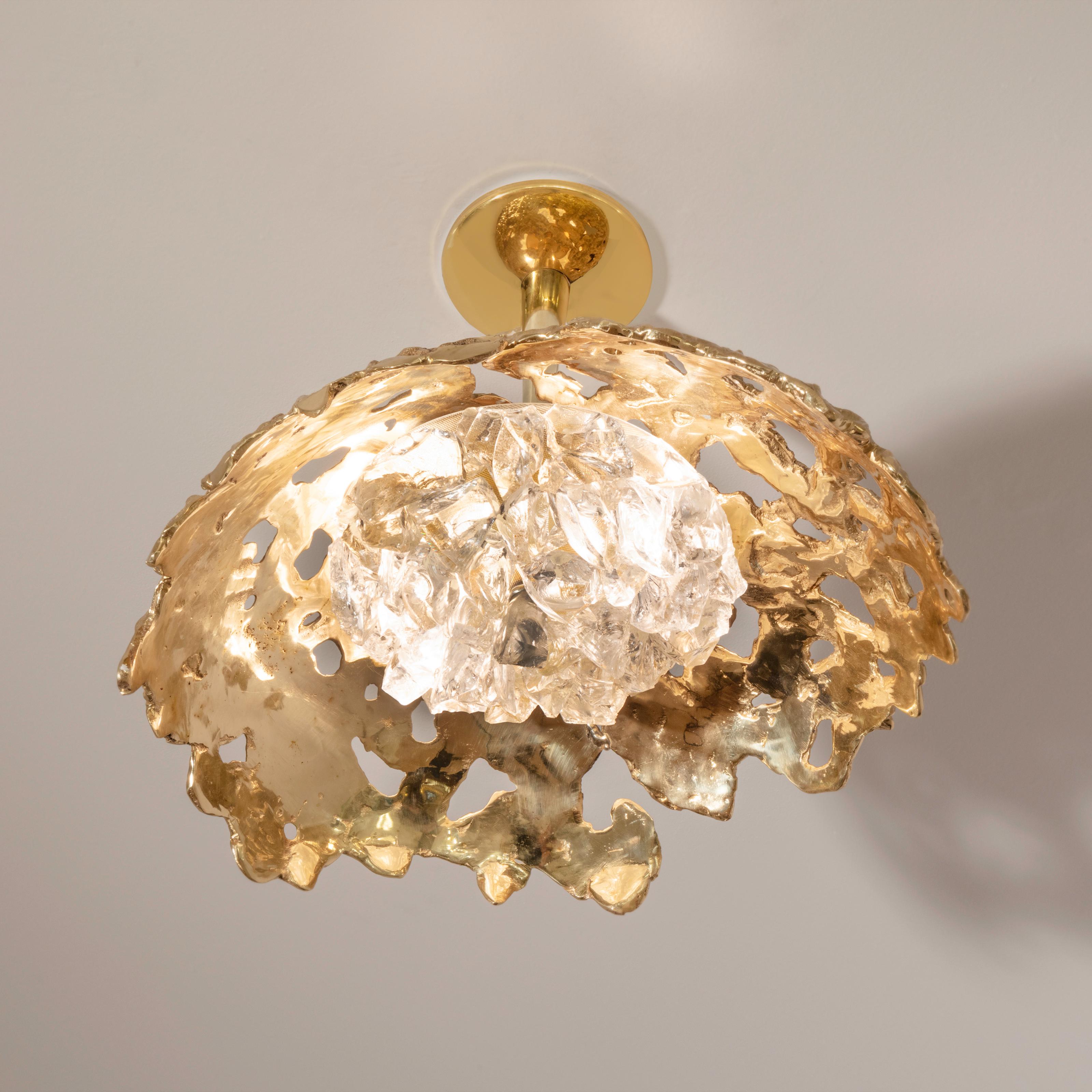 Etna N. 15 Ceiling Light by Gaspare Asaro-Polished Brass Finish In New Condition For Sale In New York, NY