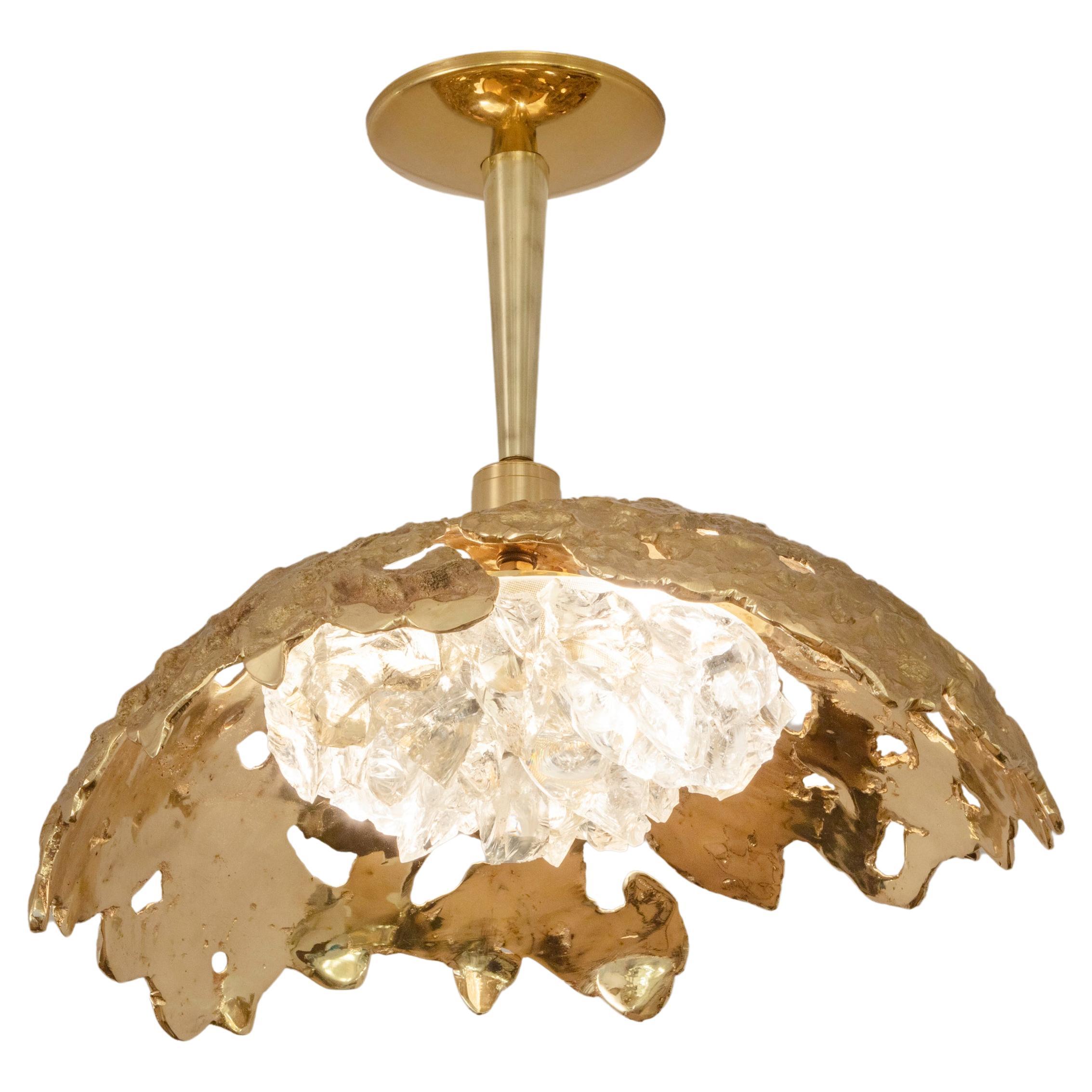 Etna N. 15 Ceiling Light by Gaspare Asaro-Polished Brass Finish For Sale