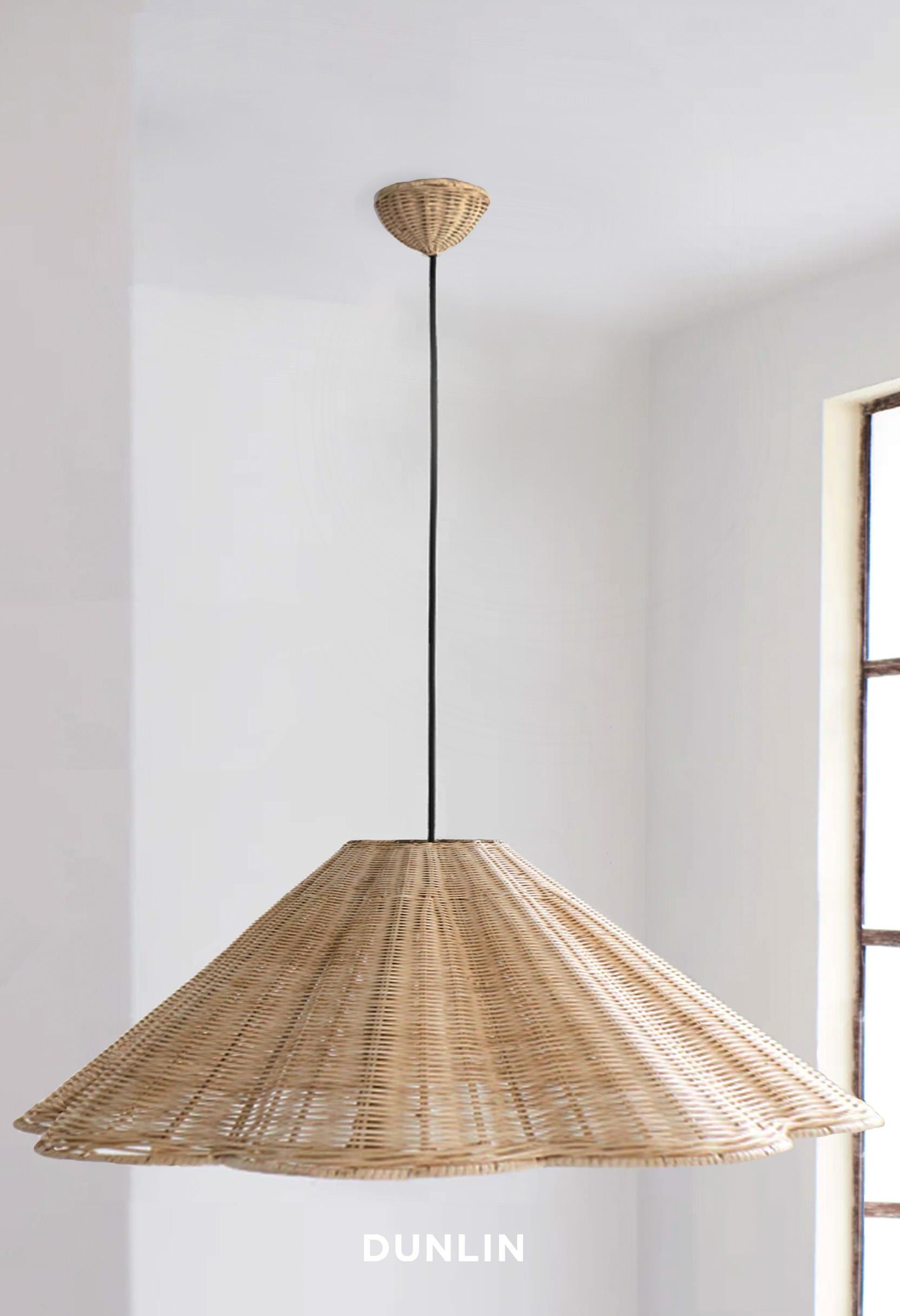 Handwoven Rattan in Indonesia. 
Designed by Dunlin. 

Introducing the latest addition to the Etna family, The Etna XL. A stunning pendant light or statement piece for any Living Room, Entry way or Dining Space. With its elegant, perfectly