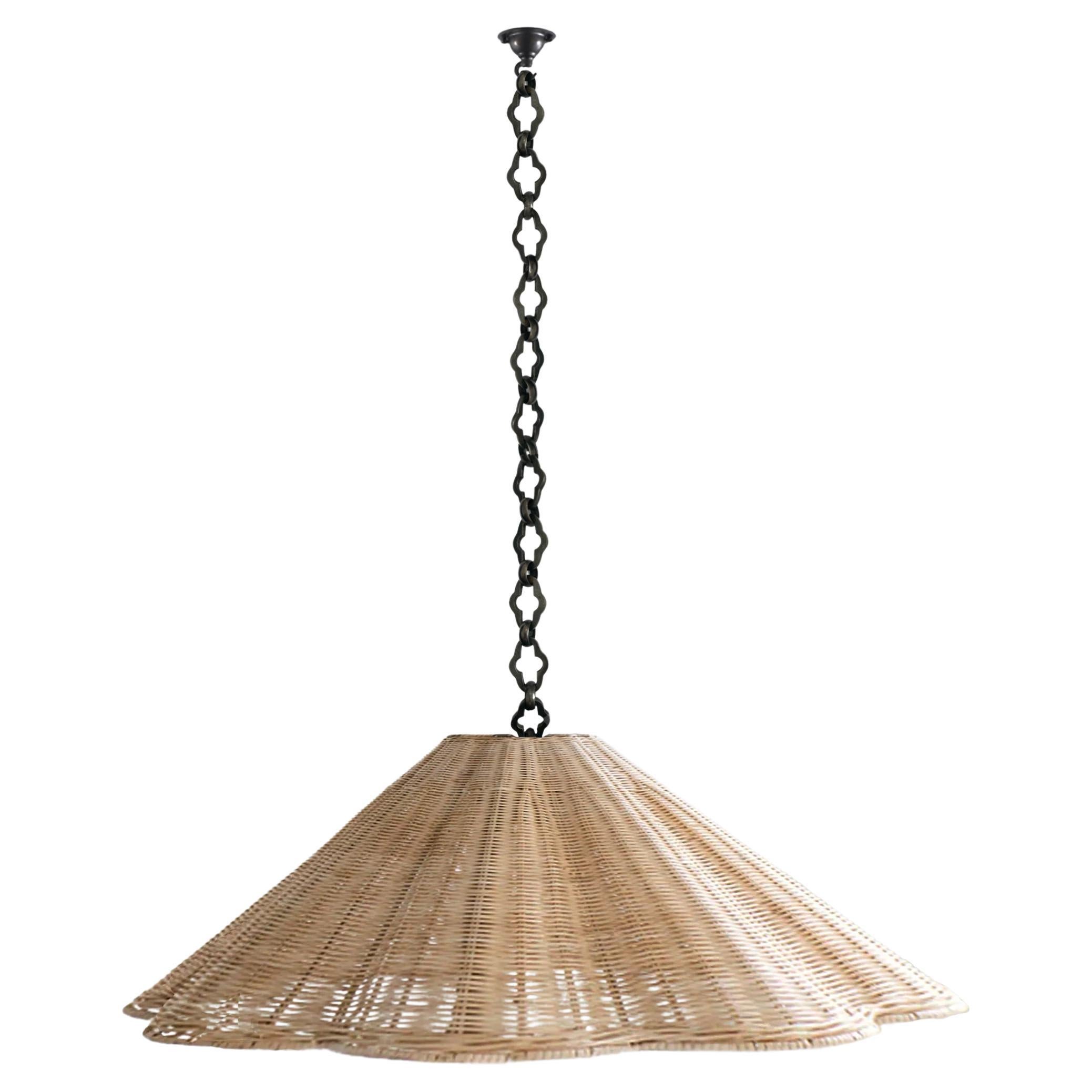 Etna Rattan XL Pendant Light with Flore Chain, by DUNLIN