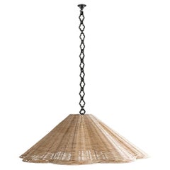 Etna Rattan XL Pendant Light with Flore Chain, by DUNLIN