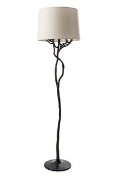 Organic 'Etna' Floor Lamp in Bronze Plaster with Lampshade, Custom