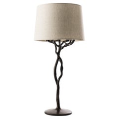 Organic 'Etna' Table Lamp in Plaster with Linen Lampshade by Benediko, Custom