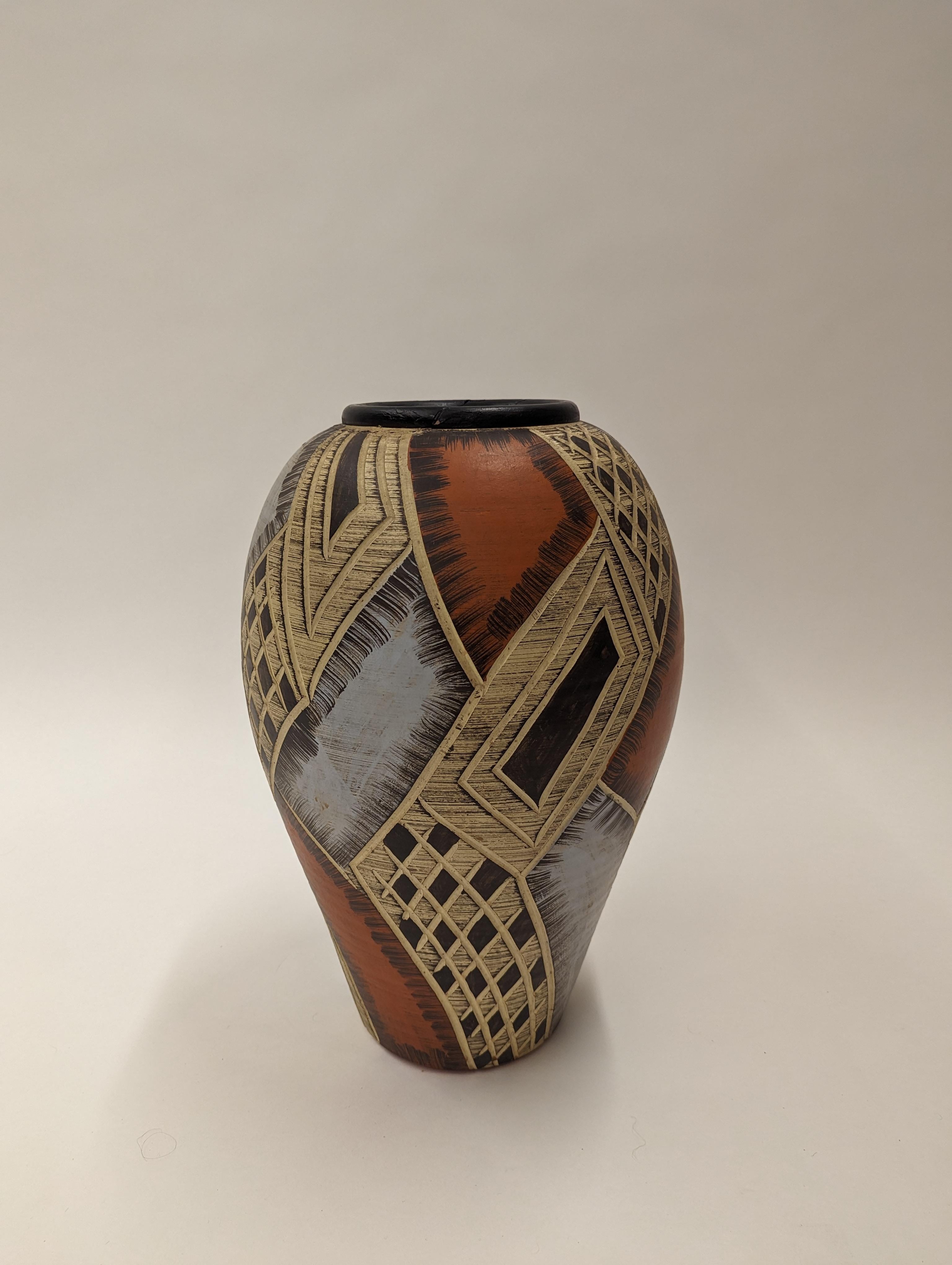 Etnic xxl brutalist vase, 1960s For Sale 6