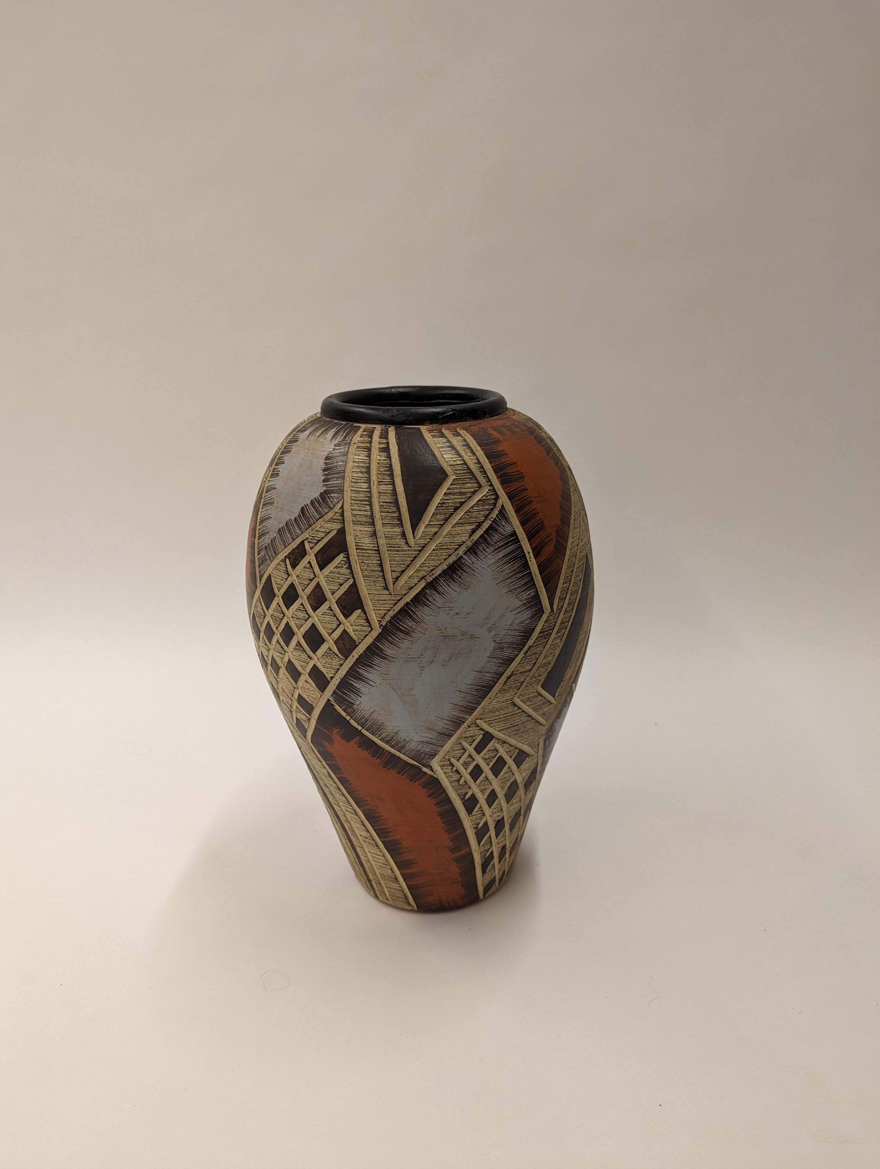 Clay Etnic xxl brutalist vase, 1960s For Sale