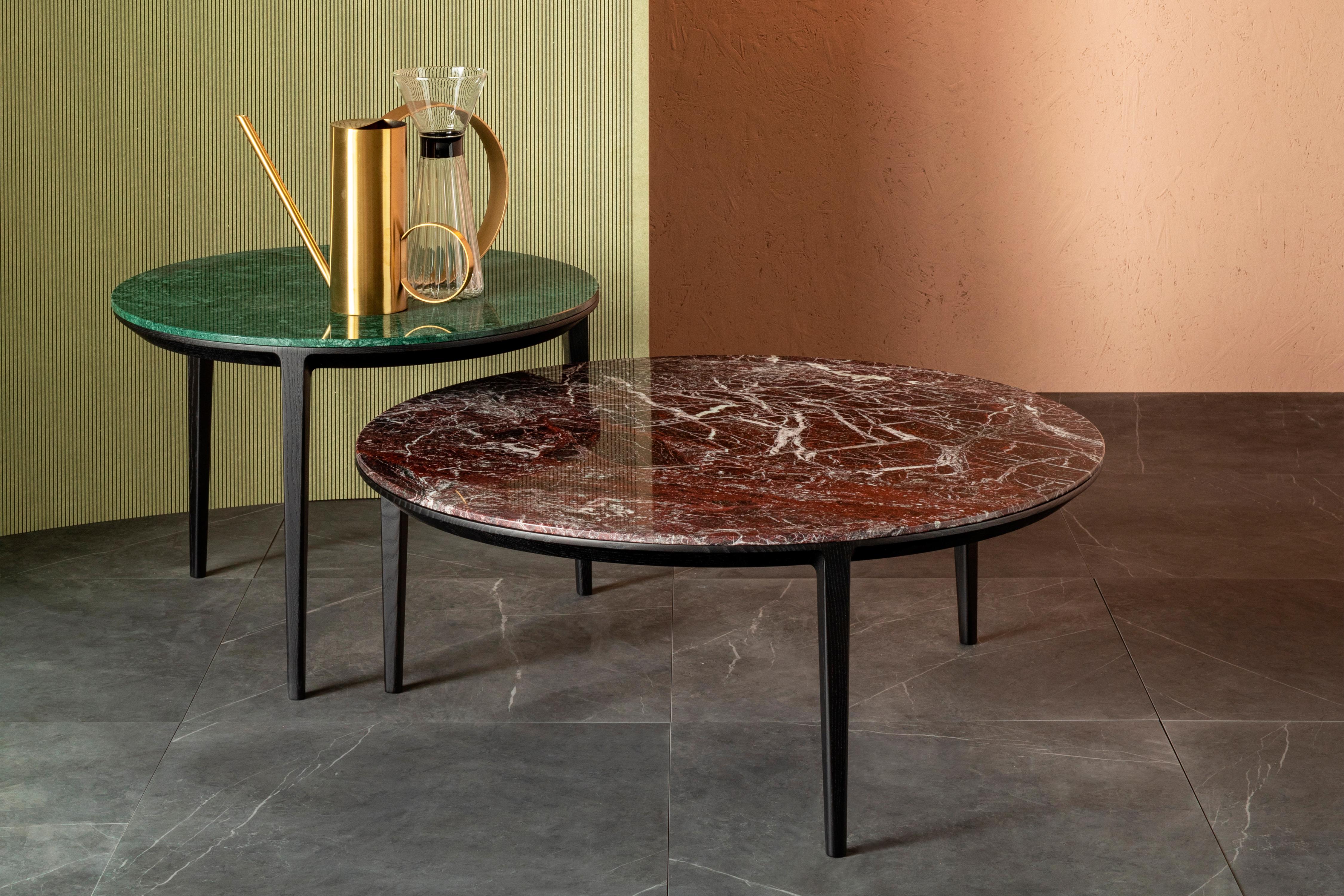 Italian SP01 Etoile Coffee Table in Green Verde Guatemala Marble, Made in Italy For Sale