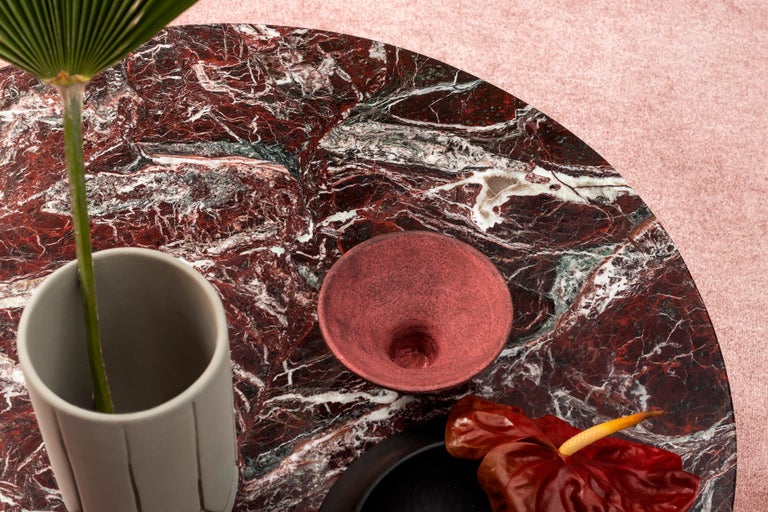 Italian SP01 Etoile Coffee Table in Red Rosso Levanto Marble, Made in Italy For Sale