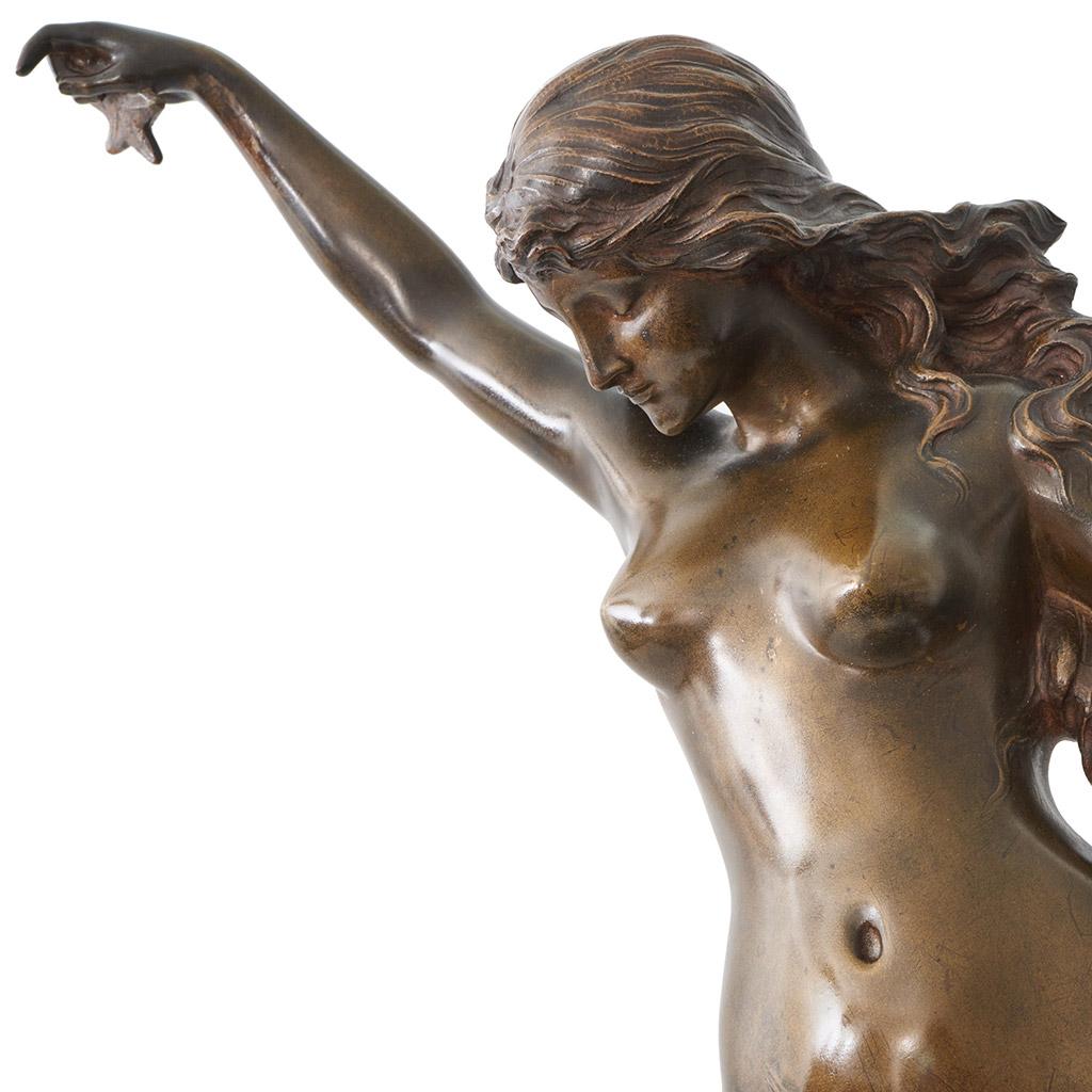 'Etoile de Mer' An Art Nouveau bronze sculpture by Èdouard Drouot (1859-1945 For Sale 7