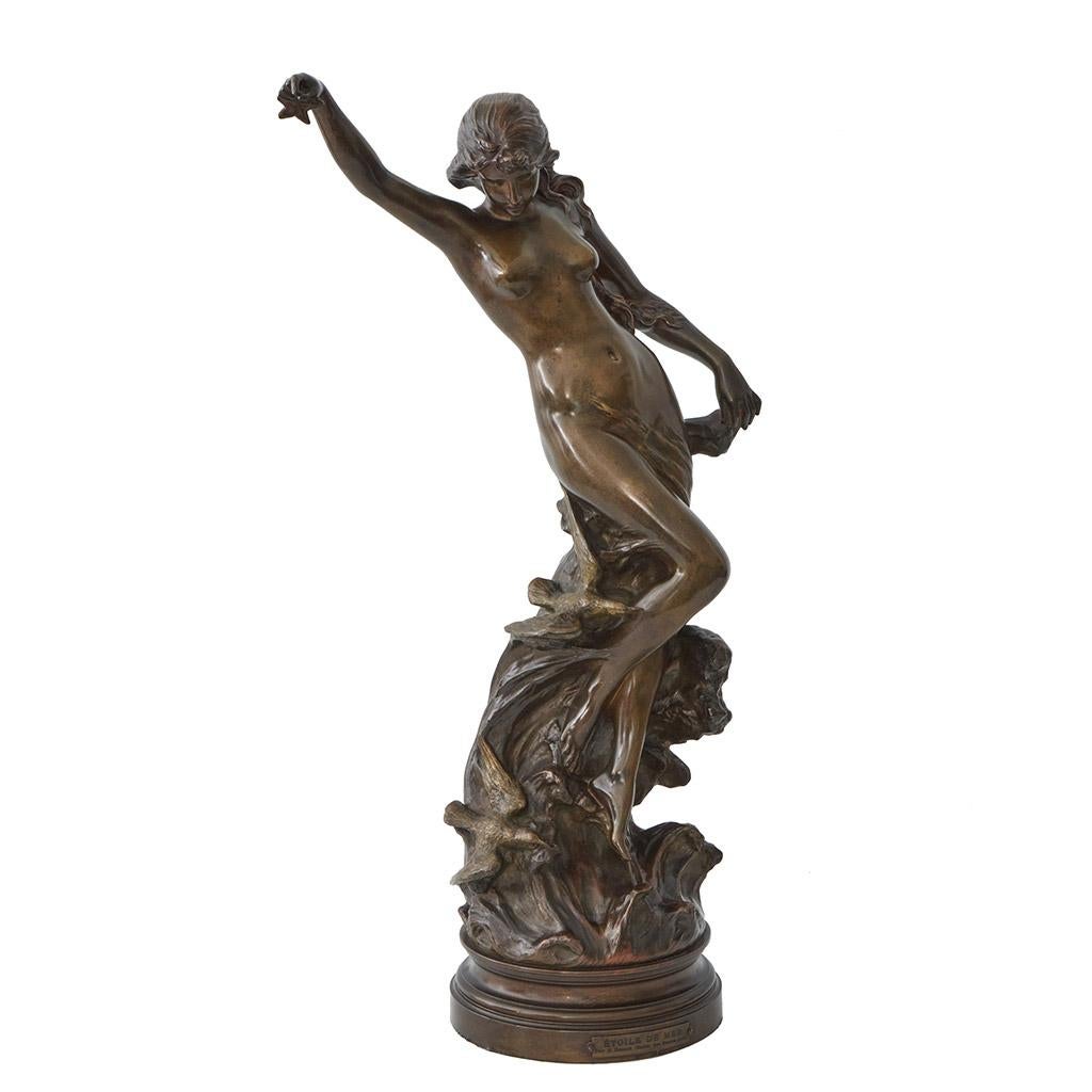 'Etoile de Mer' An Art Nouveau bronze sculpture by Èdouard Drouot (1859-1945 For Sale 2