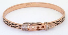 Etoile Filante Heavy 18k Rose Gold 0.20ct Diamond Belt Buckle Bracelet