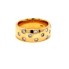 Etoile Motif Wide Vintage Diamond Ring in 14K Yellow Gold - 0.65ct.