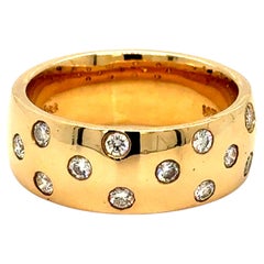 Etoile Motif Wide Vintage Diamond Ring in 14K Yellow Gold - 0.65ct.