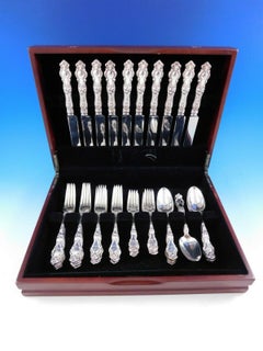 Eton by Wallace Sterling Silver Flatware Set Service Dinner 50 Pcs Art Nouveau