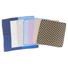 ETON LANVIN HACKETT Set Of 7 100% silk pocket square handkerchiefs
