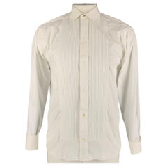 ETON Size L White Pleated Cotton Blend Tuxedo Shirt