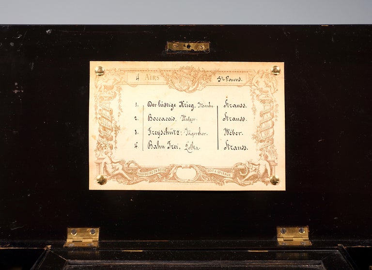 Etouffoirs En Acier Antique Cylinder Music Box 4 Melodies Geneva