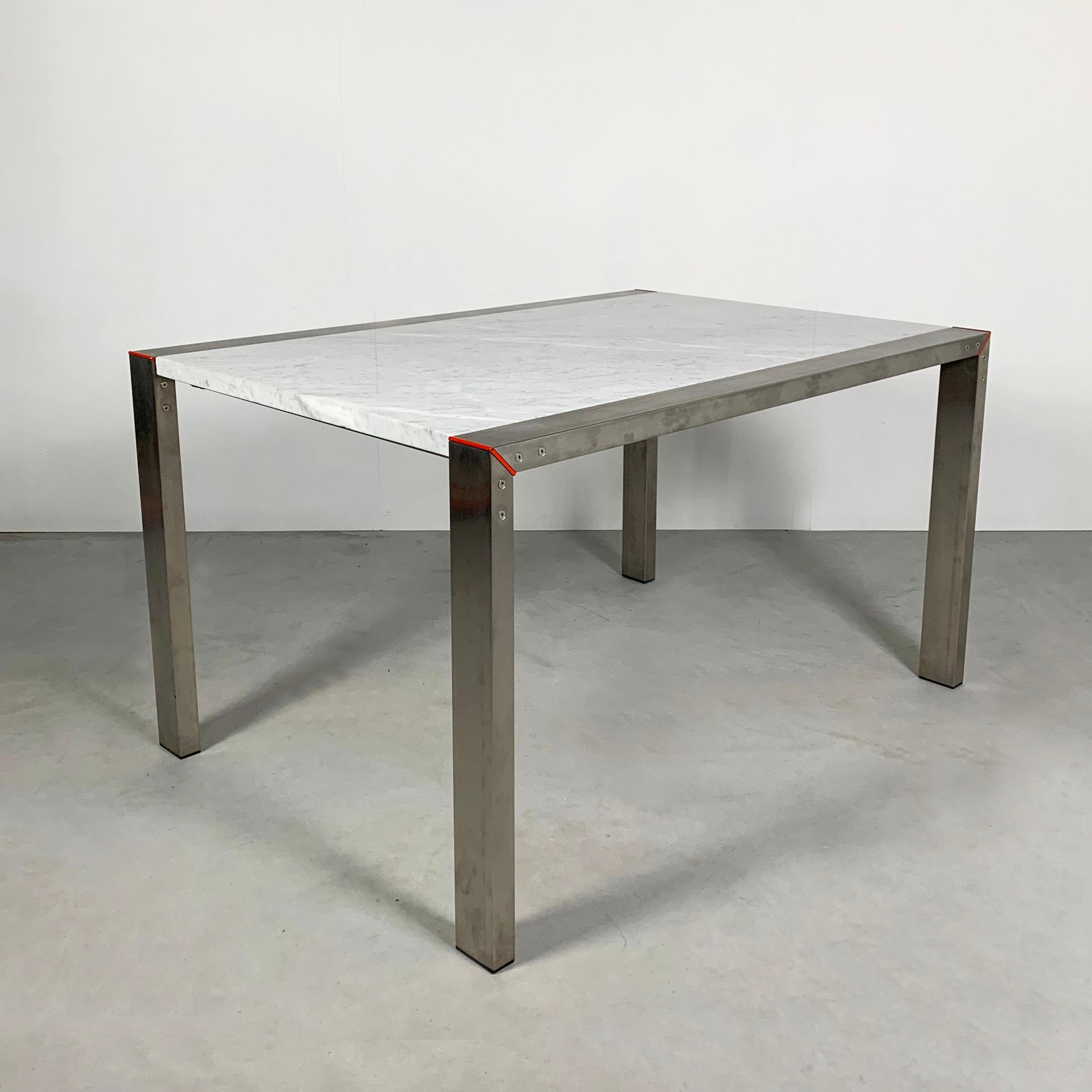Etra marble dining table by Gae Aulenti for Snaidero, 1990s
Designer - Gae Aulenti
Producer - Snaidero
Model - Etra Dining Table
Design Period - Nineties
Measurements - width 130 cm x depth 92 cm x height 73 cm
Materials - Marble, Metal
Color