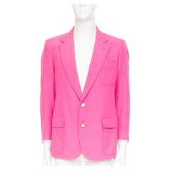 ETRO 100% silk magenta pink  pocket flap single breasted blazer IT54 2XL