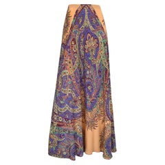 Etro 100% Silk Printed Multicolour Long Maxi Skirt 