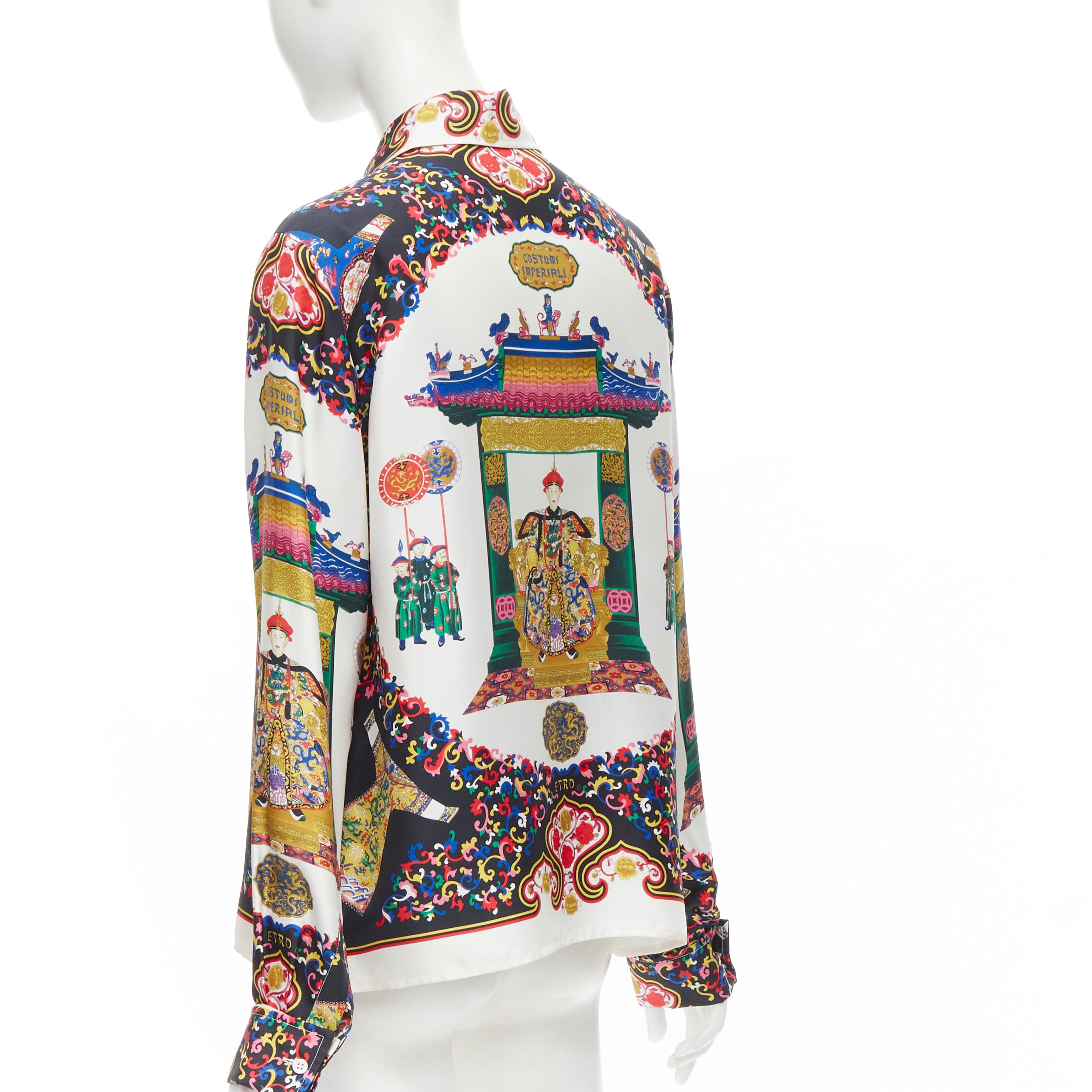 ETRO 100% silk Qianlong Emperor oriental imperial print long sleeve shirt IT48 X 1