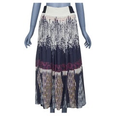 ETRO 2016 – bunter, abstrakter Holzschnitt-Druck, Seiden-Maxi-Wickelrock mit Plissee, IT42