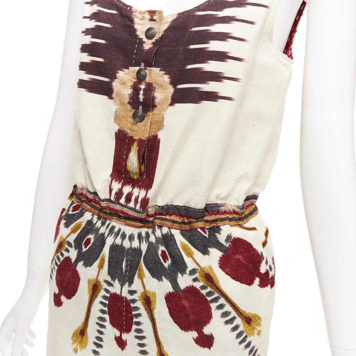 ETRO 2019 burgundy beige tribal aztec print scoop neck short romper IT38 XS
Reference: AAWC/A00728
Brand: Etro
Collection: 2019
Material: Silk, Cotton
Color: Multicolour, Beige
Pattern: Aztec
Closure: Button
Lining: Burgundy Fabric
Made in: