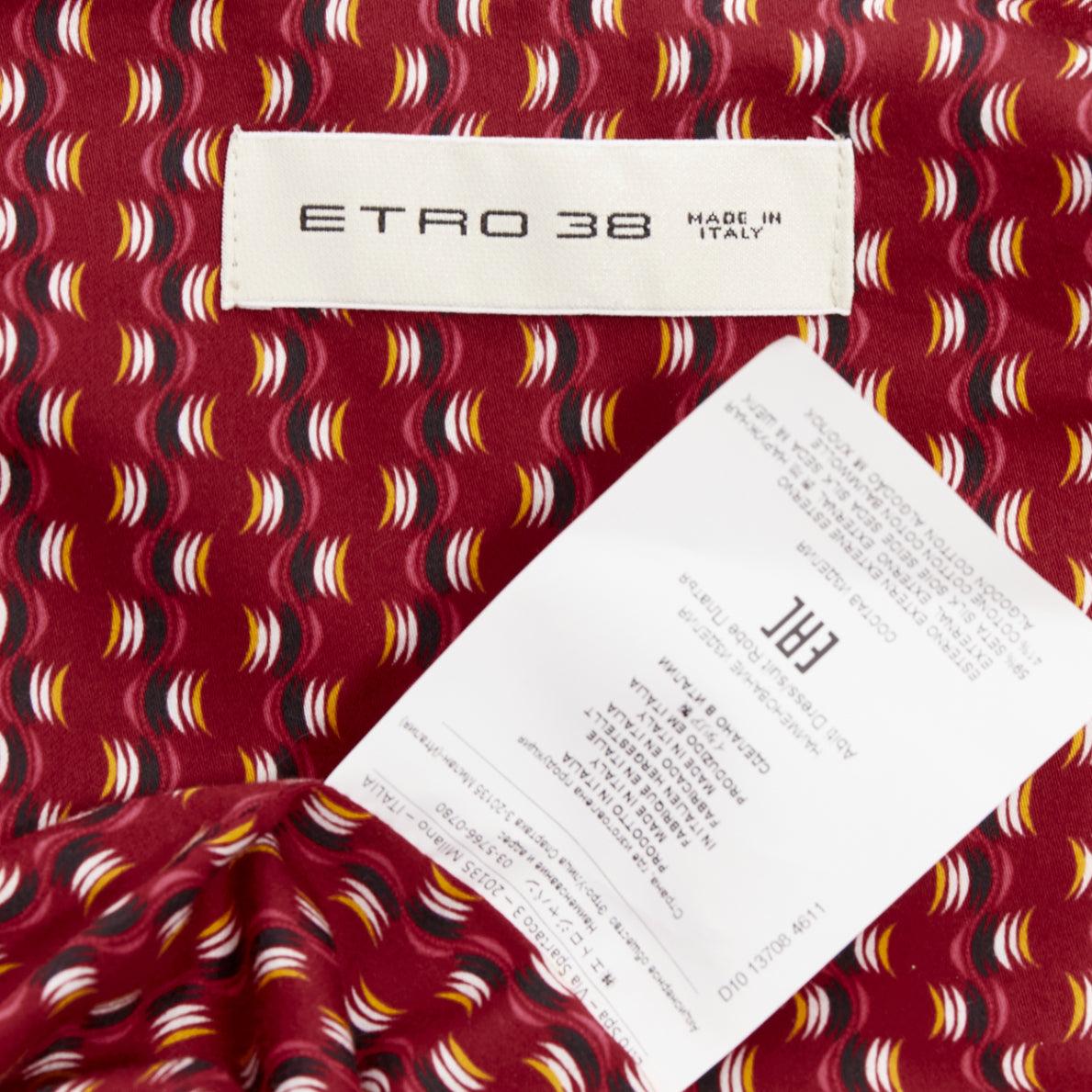 ETRO 2019 burgundy beige tribal aztec print scoop neck short romper IT38 XS For Sale 4