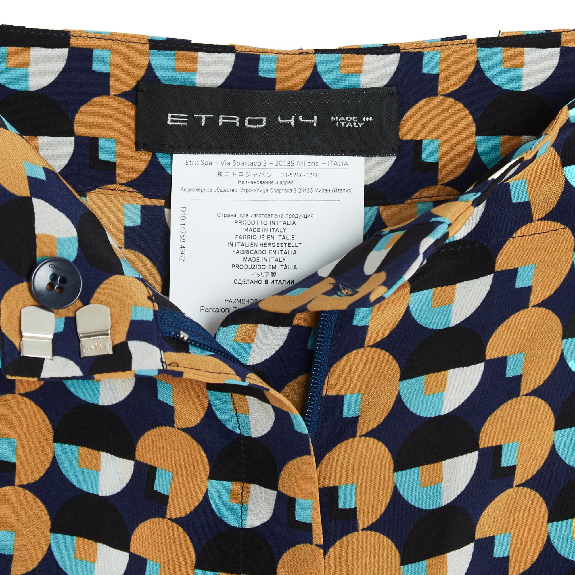 De las mujeres Etro 2019 Pantalon large FR40 Pantalón de seda geométrico de pierna ancha IT44 US29 L Prístino en venta