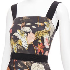 ETRO 2020 black brown water lily tiger print sheath dress IT38 XS
