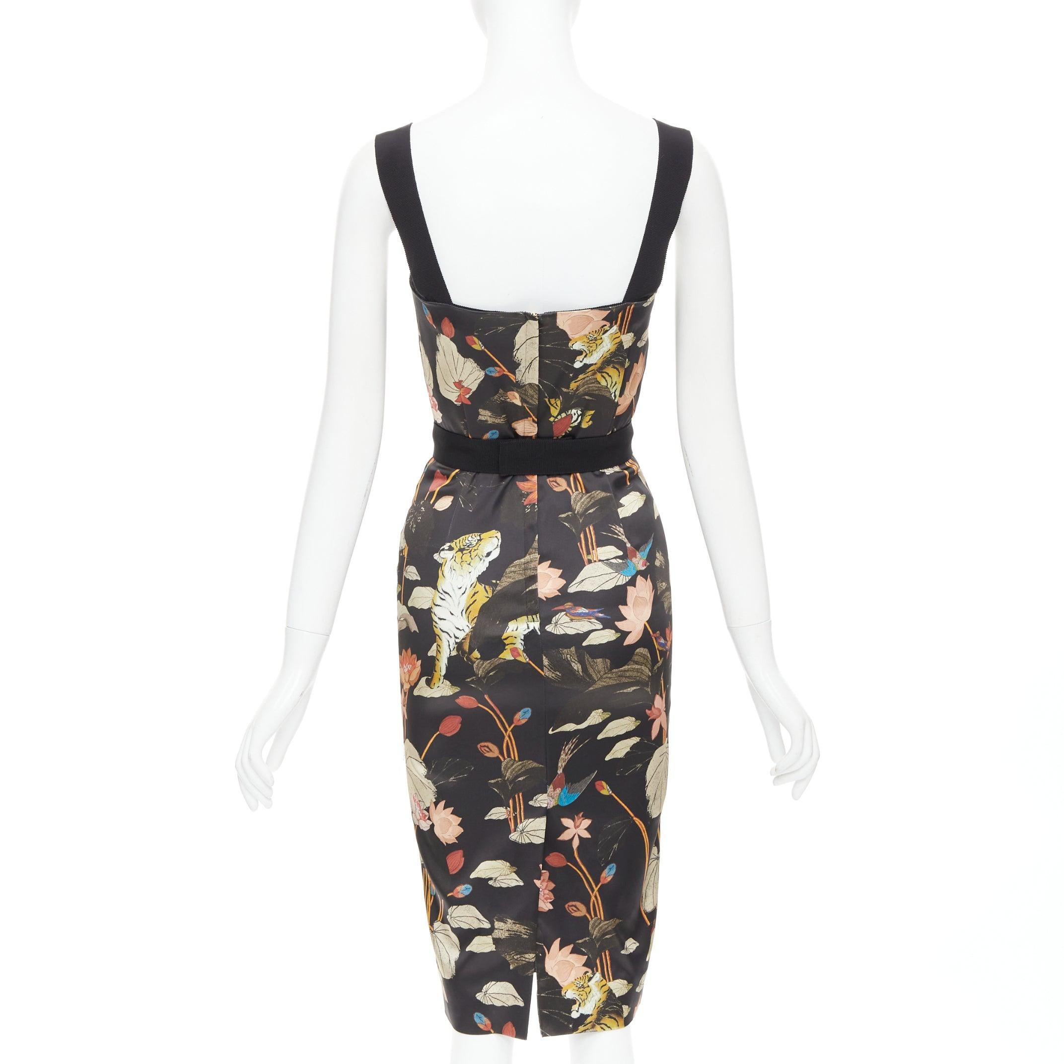 ETRO 2020 noir brun robe fourreau imprimé nénuphar IT38 XS Pour femmes en vente