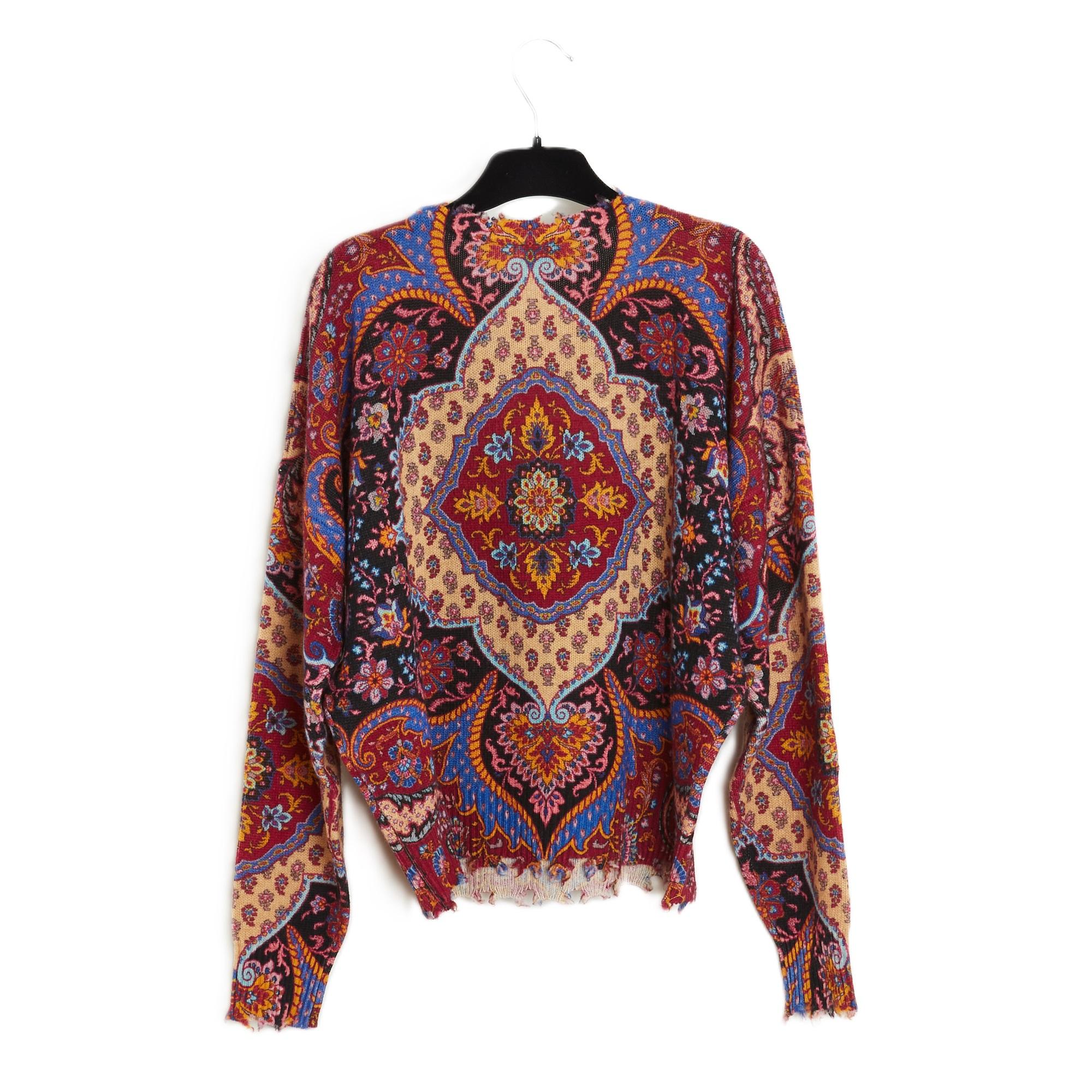 Women's Etro 2021 Pull FR40 Paisley Printed Wool Sweater Top UK12 US10 For Sale