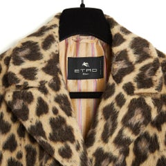 Etro 2021 Veste Leopard Manteau FR38 Faux Fur Wool Long Jacket Coat UK10 US8