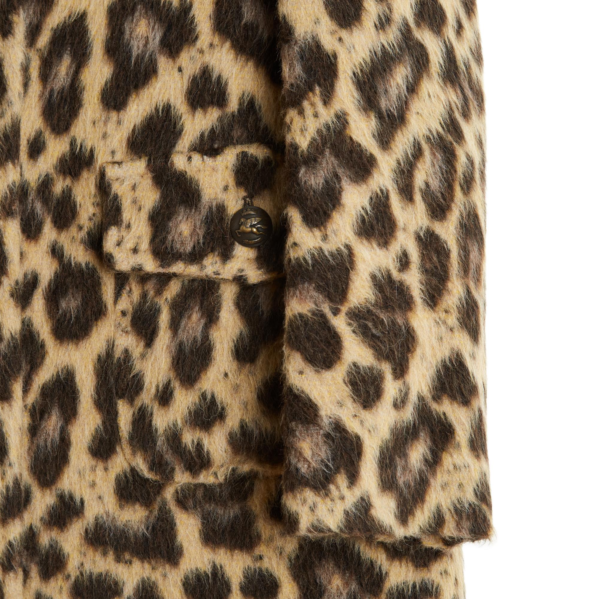 Marrone Etro 2021 Veste Leopard Manteau FR38 Pelliccia Ecologica Lana Giacca Lunga Cappotto UK10 US8 in vendita