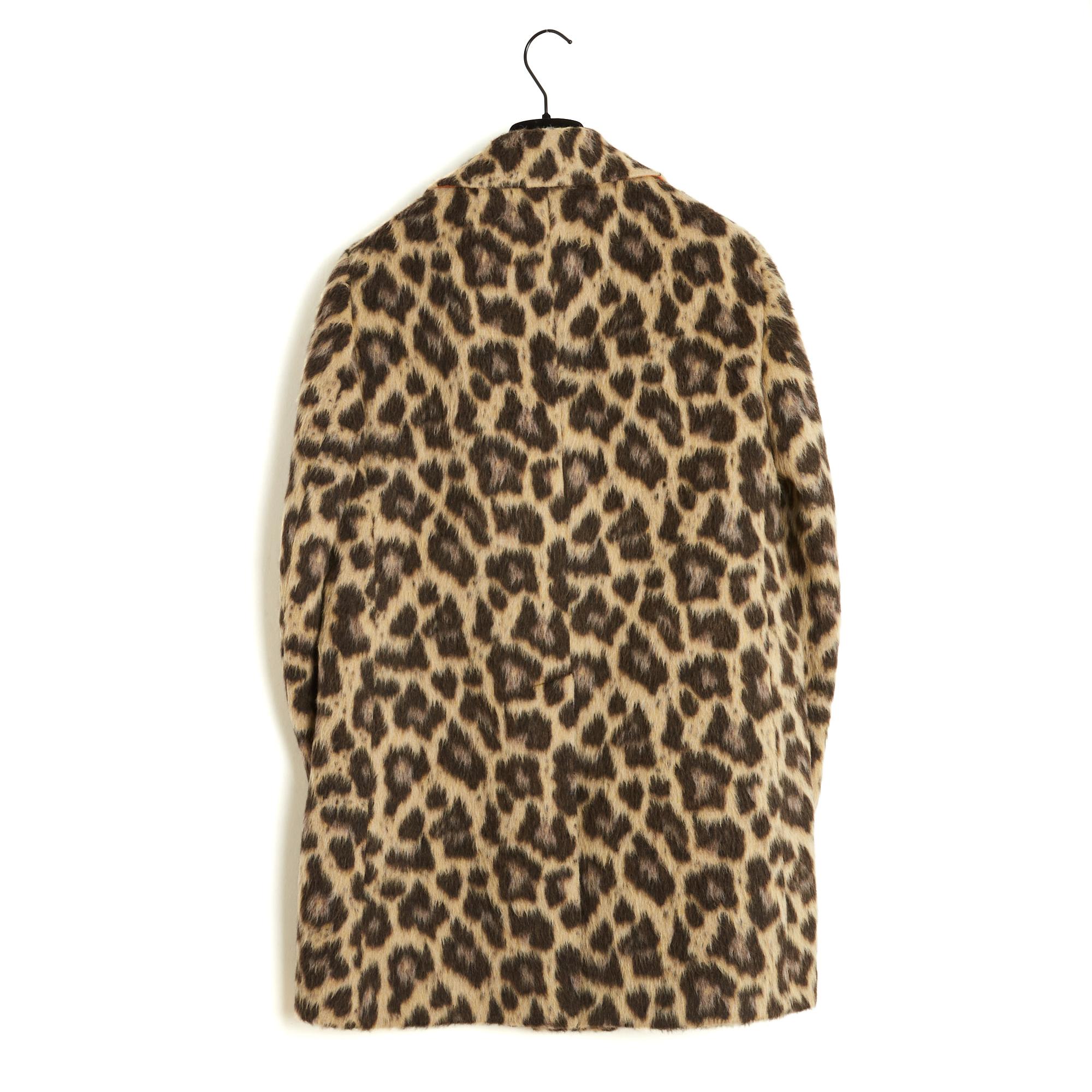 Etro 2021 Veste Leopard Manteau FR38 Pelliccia Ecologica Lana Giacca Lunga Cappotto UK10 US8 in vendita 1