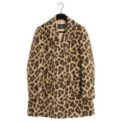 Etro 2021 Veste Leopard Manteau FR38 Faux Fur Wool Long Jacket Coat UK10 US8