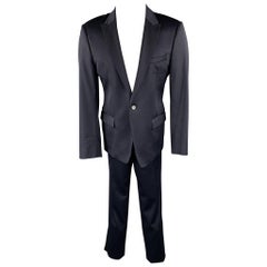 ETRO 3 Piece Suit - Mens Size US 34 / IT 44 Dark Gray Paisley Wool Notch Lapel