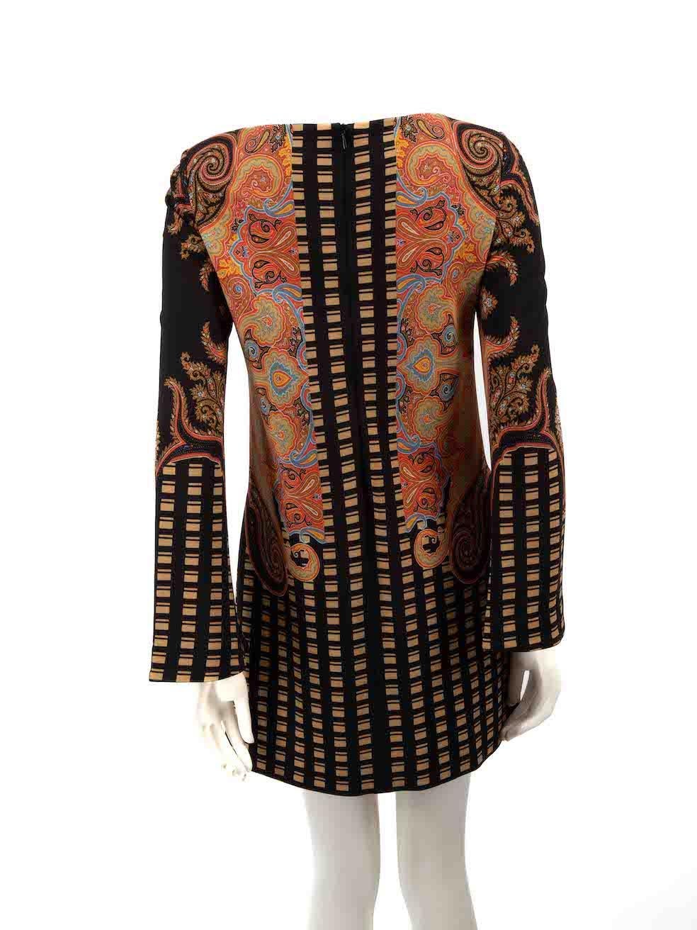 Etro Abstract Pattern Long Sleeve Mini Dress Size S In Excellent Condition For Sale In London, GB