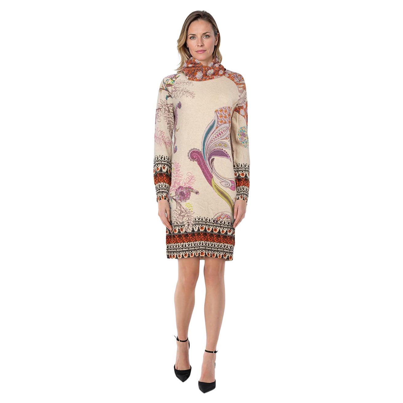 Etro Abstract Pattern Wool Knit Dress Size S For Sale