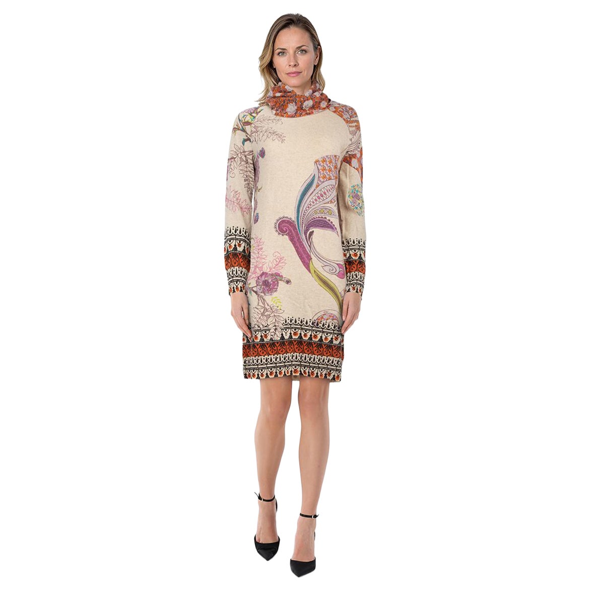 Etro Abstract Pattern Wool Knit Dress Size S