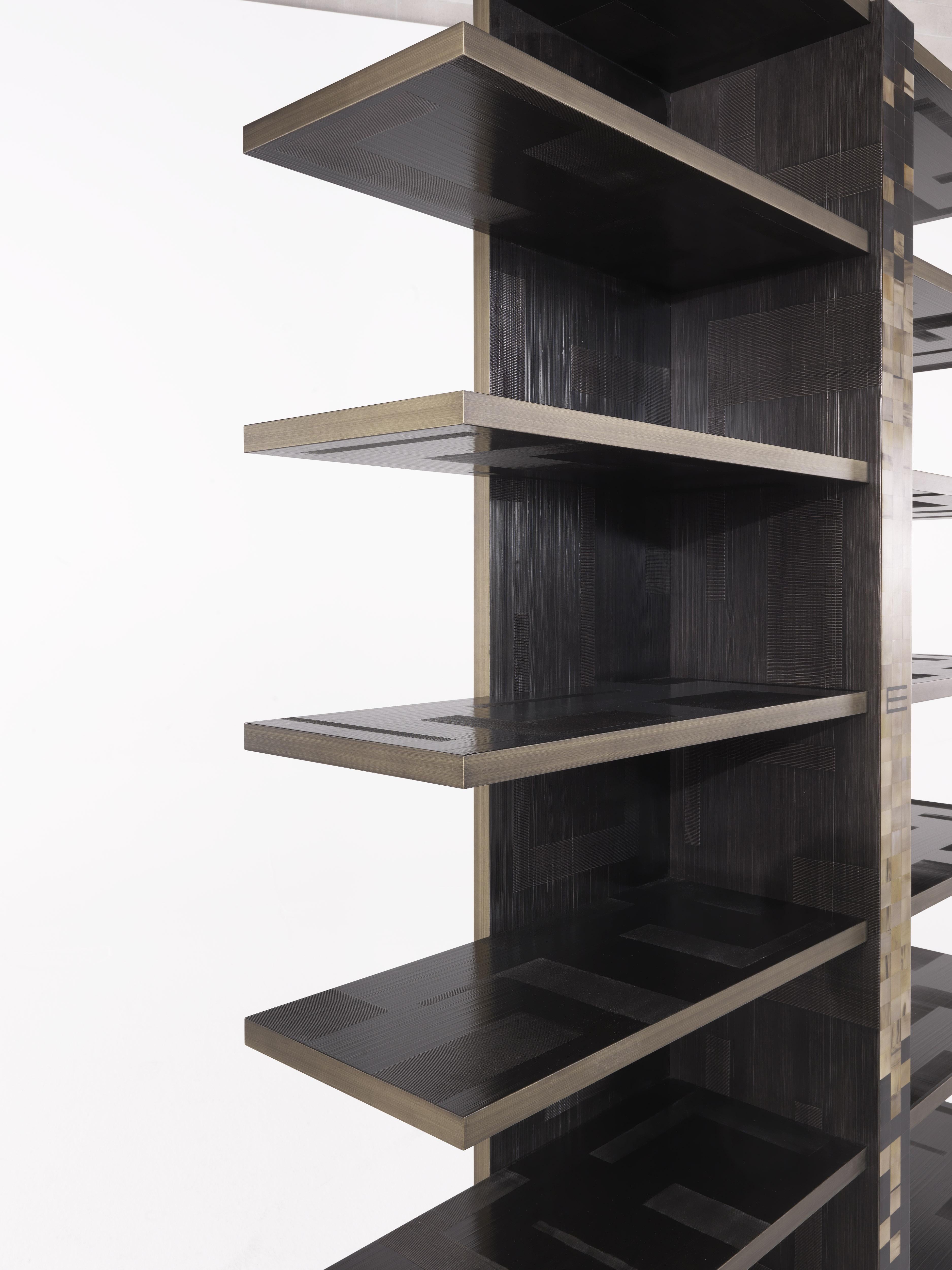 Contemporary 21st Century Aleppo Bookcase in Wood and Ox Horn Inlay by Etro Home Interiors