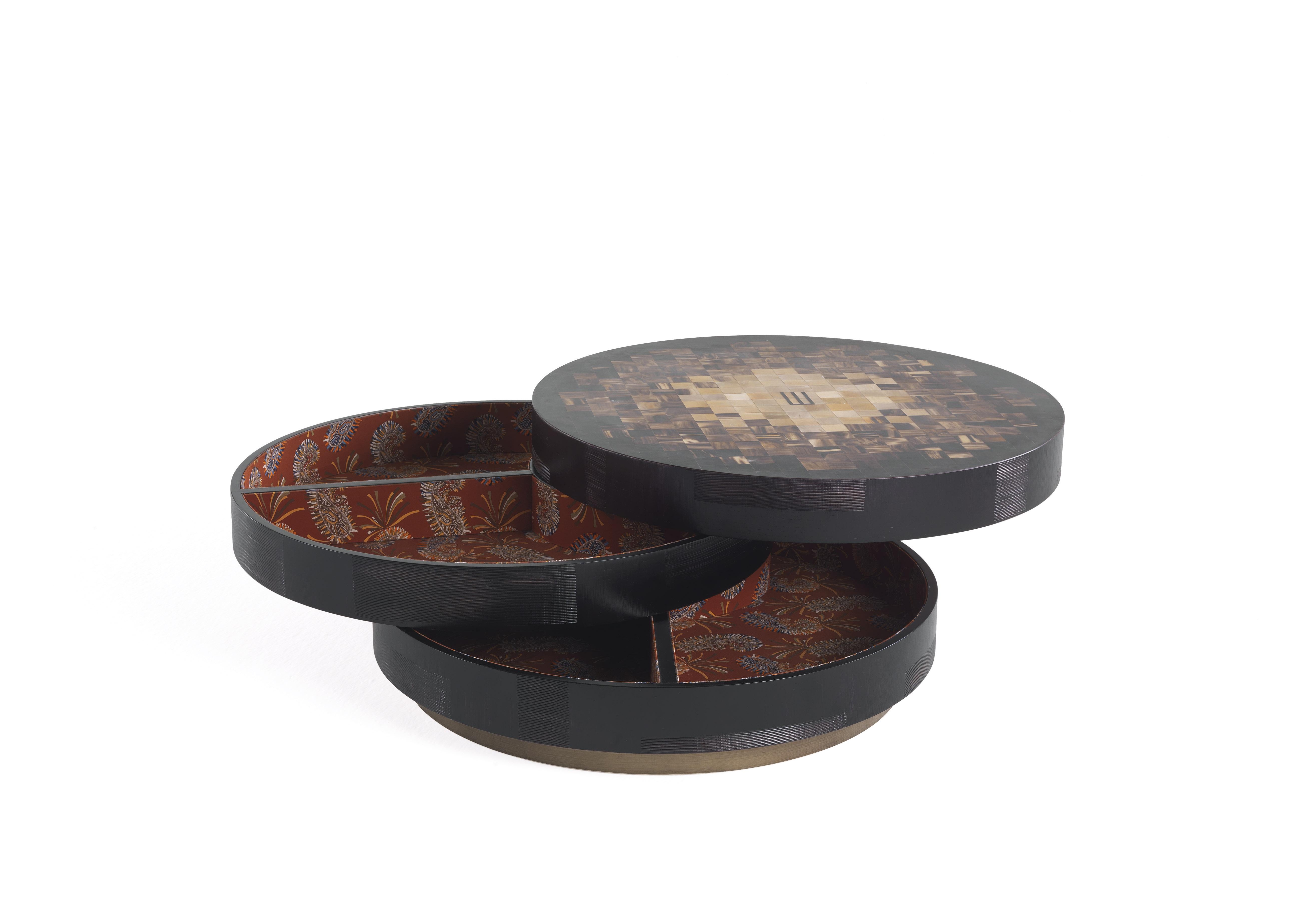 Modern 21st Century Aleppo Central Table with Ox Horn Inlay by Etro Home Interiors