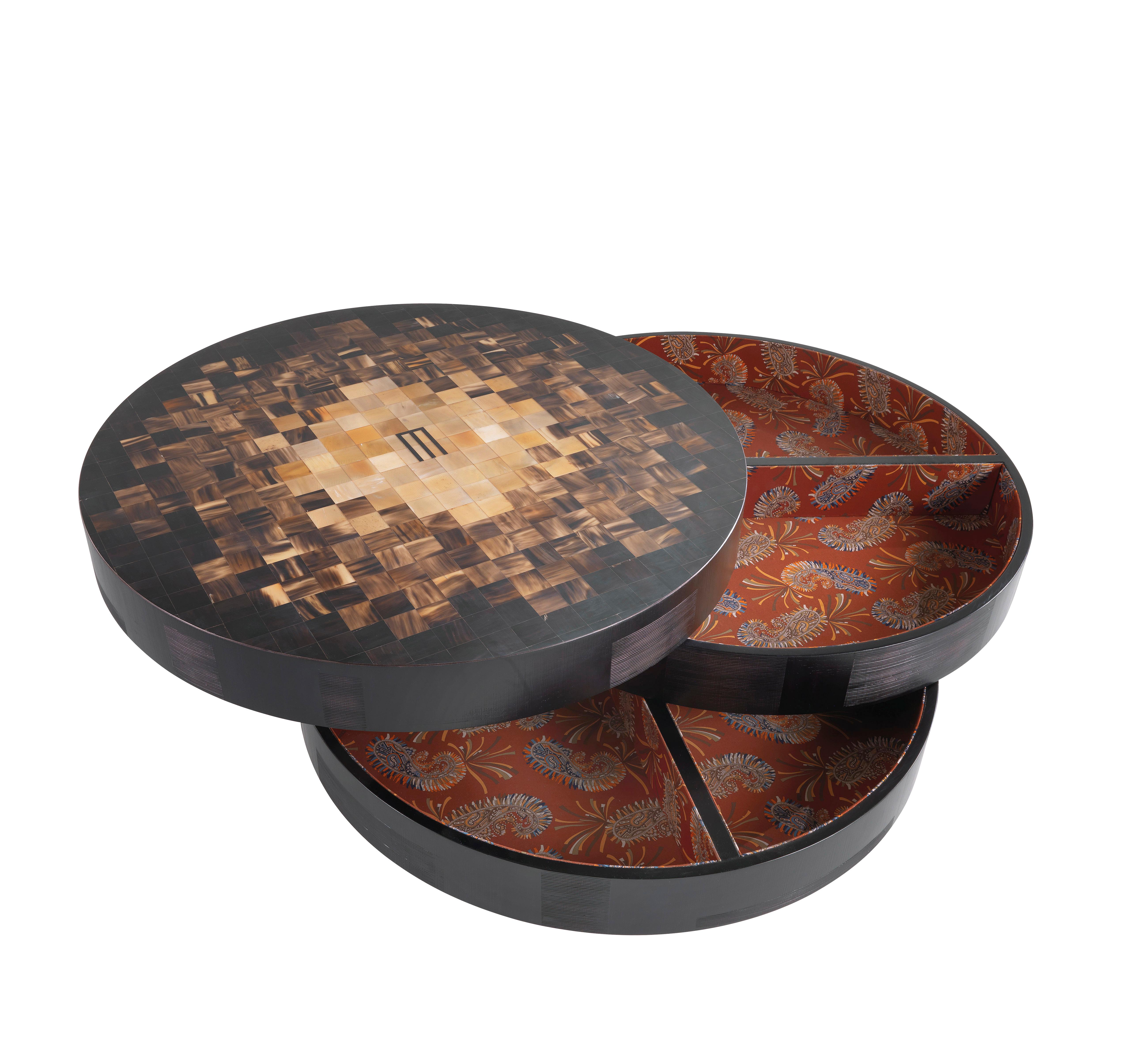 Italian 21st Century Aleppo Central Table with Ox Horn Inlay by Etro Home Interiors