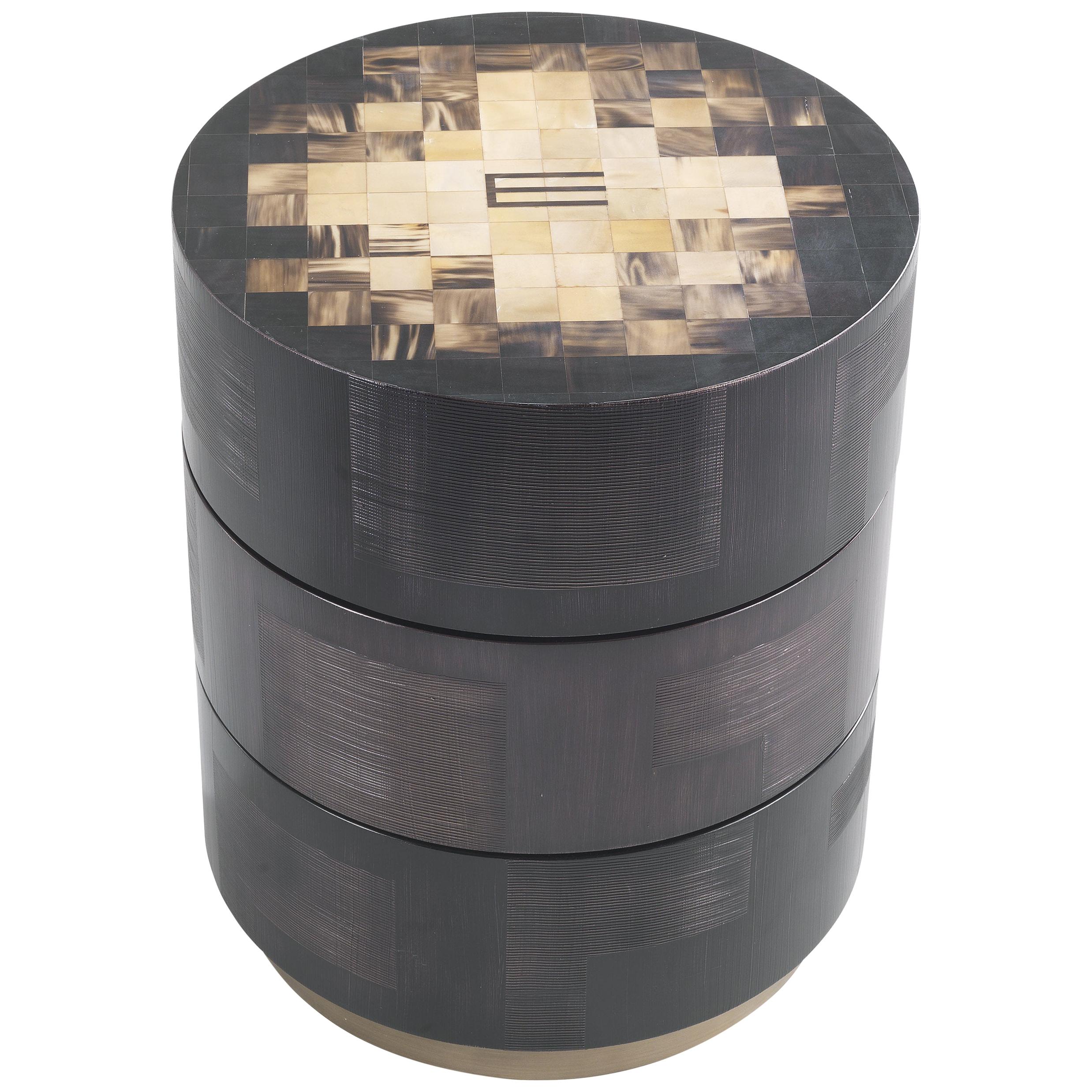 21st Century Aleppo Side Table in Wood with Ox Horn Inlay by Etro Home Interiors