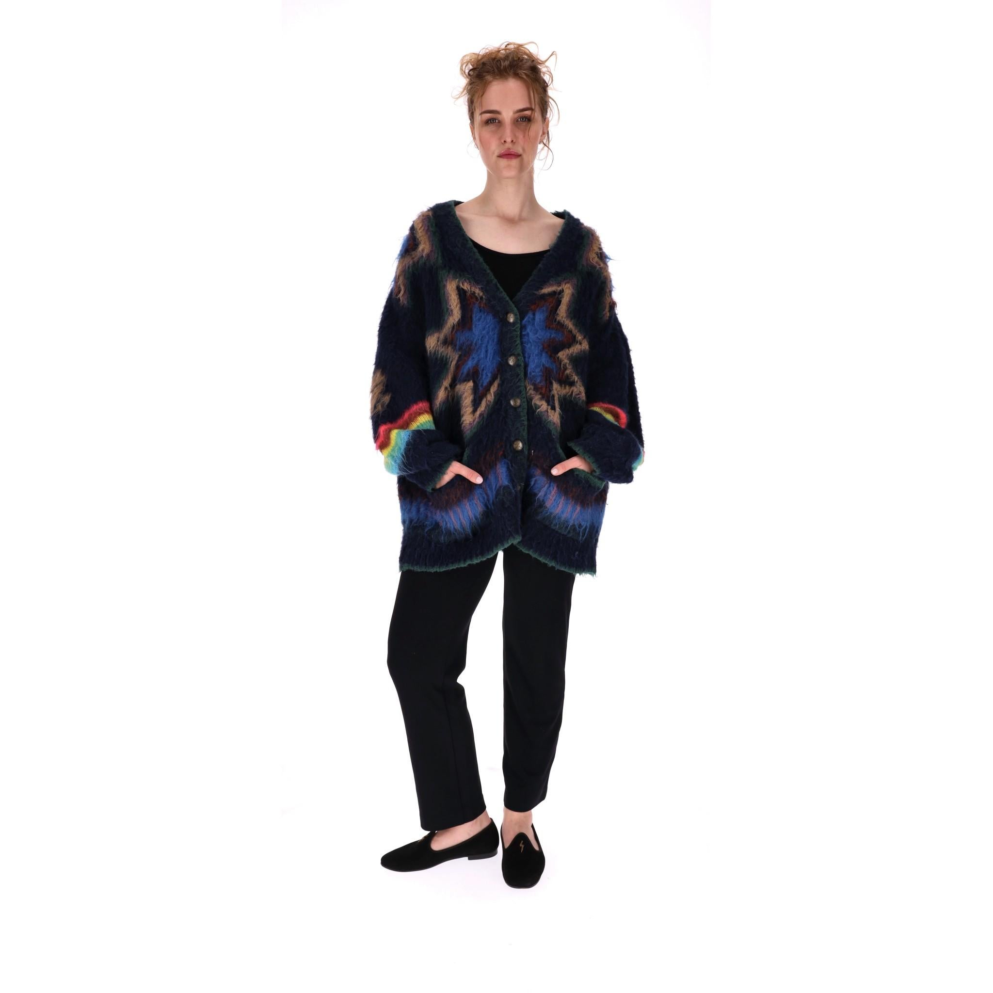 Black Etro Alpaca, Mohair & Wool Blend Cardigan