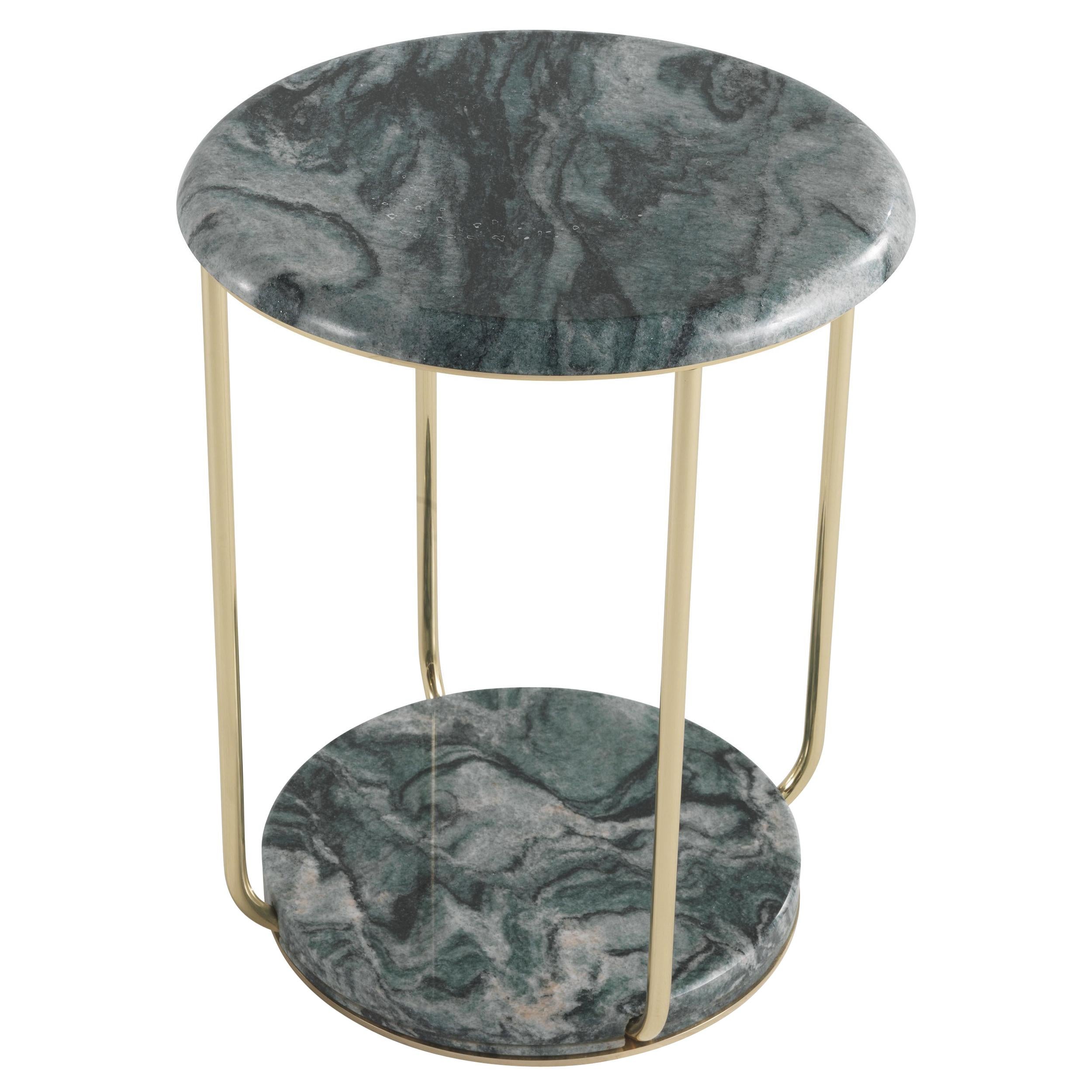 21st Century Ambar Small Table in Green Marble and Brass by Etro Home Interiors